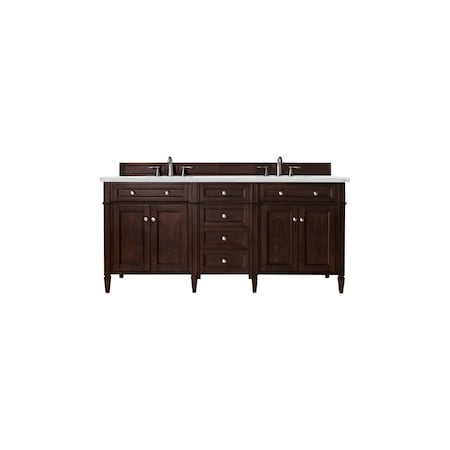 James Martin Vanities Brittany 72'' D Vanity, Burnished Mahogany w/ Ethereal Noctis Silestone Top w/ Wireless Charger 650-V72-BNM-FENC