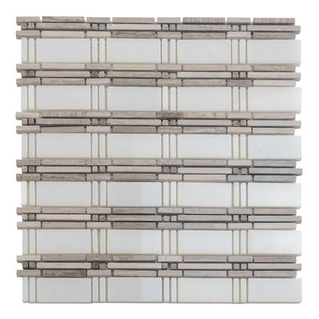 Apollo Tile 12x12 Eastern White, Wooden Grey Marble Polished Floor and Wall Mosaic Tile 5 sqft/case, 5PK APLKB88P31A
