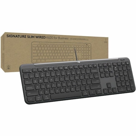 Logitech SIGNATURE SLIM WIRED K620 FOR BUSINESS (GRAPHITE) - BROWN BOX; 920-013302