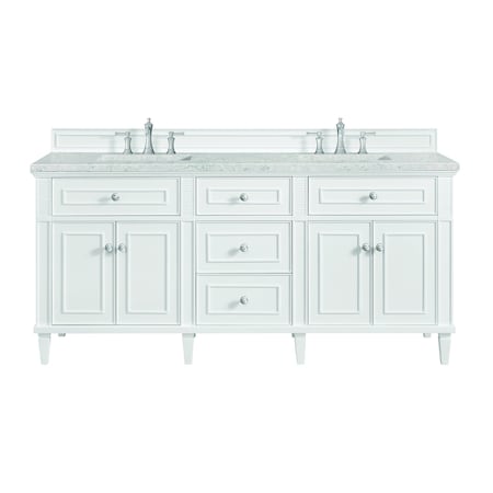 James Martin Vanities Lorelai 72'' D Vanity, Bright White w/ Jasmine Pearl Silestone Top w/FreePower Wireless Charger 424-V72-BW-FEJP