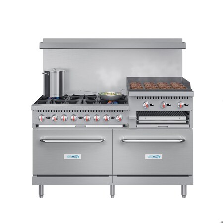 Koolmore 60 in. Commercial LP Range with 24 in. Griddle and Broiler in Stainless-Steel KM-CRGB60-LP