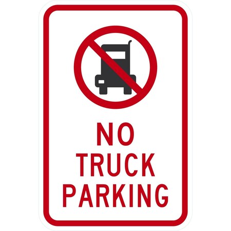 Lyle No Truck Parking (w/ quaint symbol), 12x18, Engineer Grade, White G-3234-EG_12x18