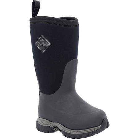 Muck Boot Co Youth Rugged II Kid's Rubber Boot, Plain Toe, 11 in Height, Black, 4 RG2-001-BLK-040