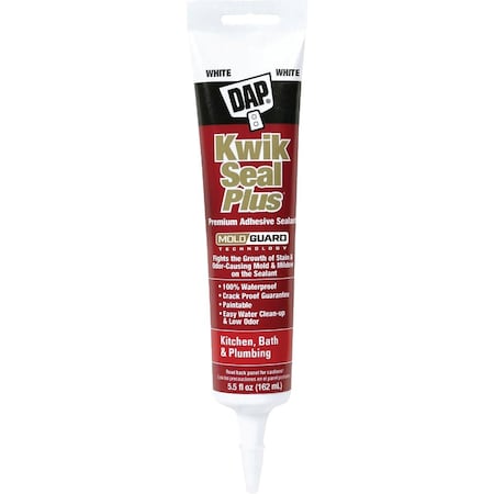 Dap Kwik Seal Plus 5.5 Oz. Brighter White Premium Kitchen & Bath Adhesive Sealant 7079818526