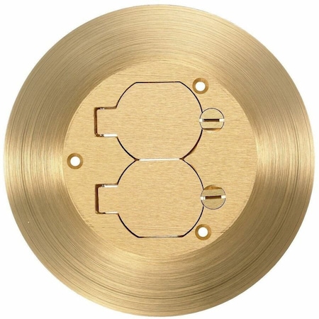 Hubbell Wiring Device-Kellems Box Cover, Floor Box Type, 2 Gang, Brass SF3925
