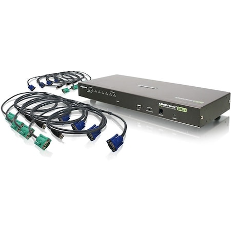 Iogear GCS1808KITU Combo KVM Switch - 8 x 1 - 8 x SPDB-15 Keyboard/Mouse/Video - 1U - Rack-mountable GCS1808KITU