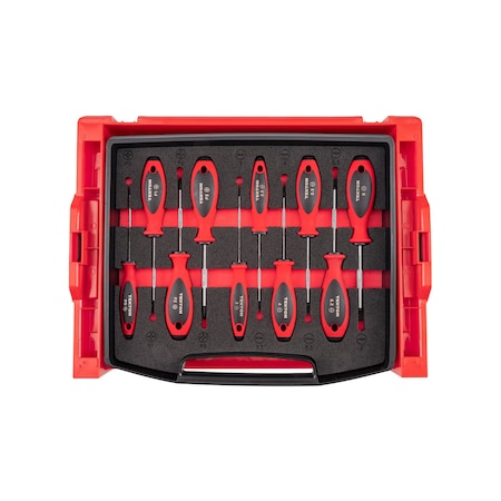 Tekton Phillips and Slotted Screwdriver Set w/ Drawer and Rack, 4 IN Shanks, 10-Piece, #0-#3, 3-8 mm DWZ90600