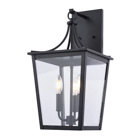 Vaxcel Cottage Grove, 21 in H, Black Outdoor Wall Sconce, 3-Light, Clear Glass T0818