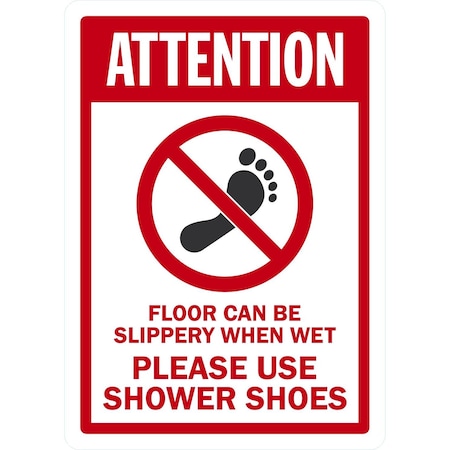 Lyle Attention Floor Can Be Slippery When Wet Please Use, 10x14, Non-Reflective, White G-1301-ND_10x14