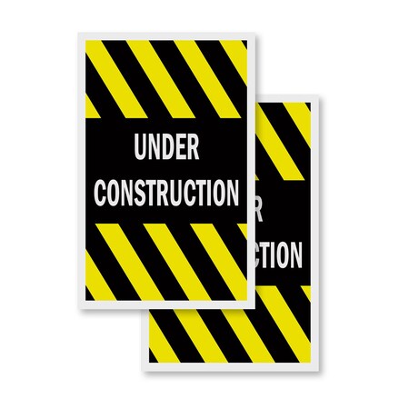 Signmission Under Construction, Vinyl Decals Only 24 Inch x 36 Inch, Vinyl Decal, 2PK DSB-2436-2PACK-Under Construction