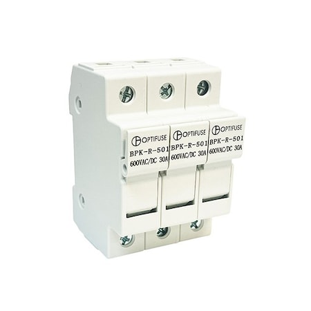 Optifuse Fuse Block, 3 Poles, 30A Amp Range, 600V AC/600V DC Volt Rating BPK-R-503