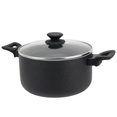 Oster Ashford 6 Quart Aluminum Dutch Oven with Tempered Glass Lid in Black 80140.02
