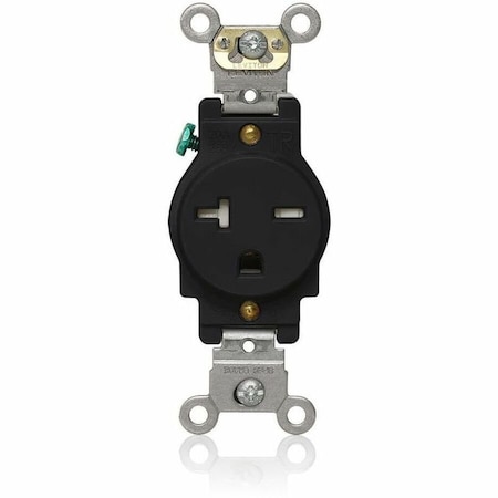 Leviton Single Receptacle Outlet, 20A, Black, 250V T5461-E