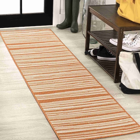 Jonathan Y Castara Wavy Stripe Modern Orange/Cream 2 ft. x 8 ft. Indoor/Outdoor Runner Rug SMB205B-28