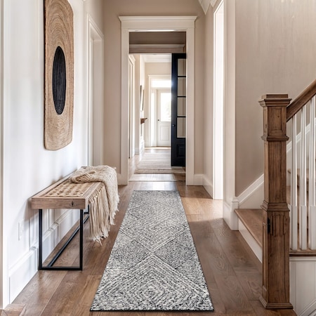 World Rug Gallery Minimal Stripe Geometric Shag Runner Rug 2 ft 3 in x 8 ft White WR130WHITE2X8