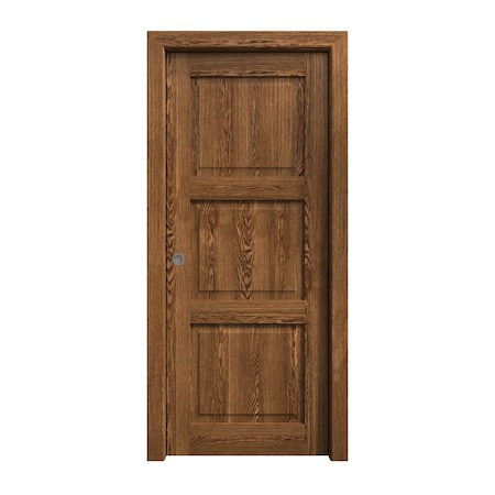 Sartodoors Sliding Pocket Door 32 x 80 inches, Ego 5010 Cognac Oak Veneer, Kit Rail Hardware, Solid Wood Int EGO5010PD-DKO-32