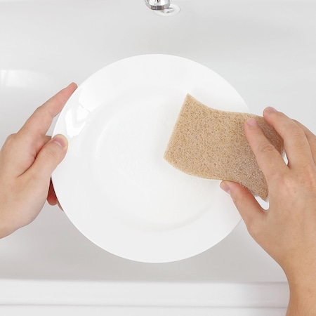 Happimess Natural Plant Based Non-Scratch Sisal Hemp/Cellulose Scrubbing Dish Sponge, Beige/White, 12PK WPE2000A-12SET