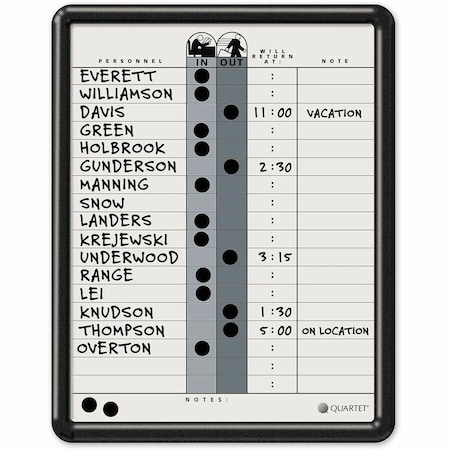 Quartet In/Out Board, Porcelain, 14 in, 11 in, Plastic Frame, White/Gray, Gloss 750