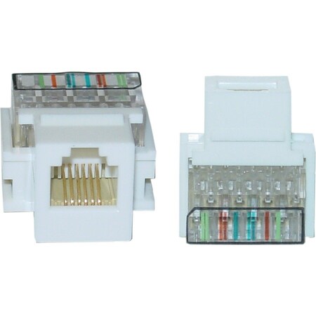 Cable Wholesale RJ11/RJ12 Keystone Phone Jack, White, RJ11 / RJ12 Female to Toolless Wire Inserts 331-120WH