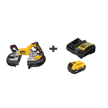 Dewalt Band Saw Kit, 44.875 in L, 490 SFPM DCS376B/DCB205C