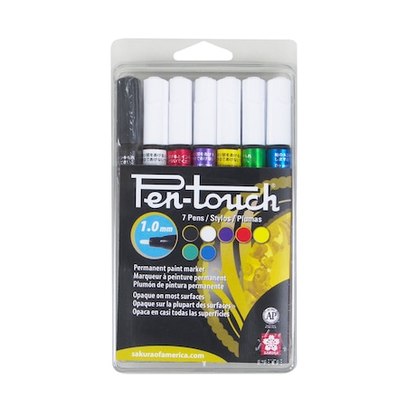 Sakura Pen-Touch Paint Markers, Fine, 1.0mm, Assorted Colors, 7-Piece Set, Clamshell 42392