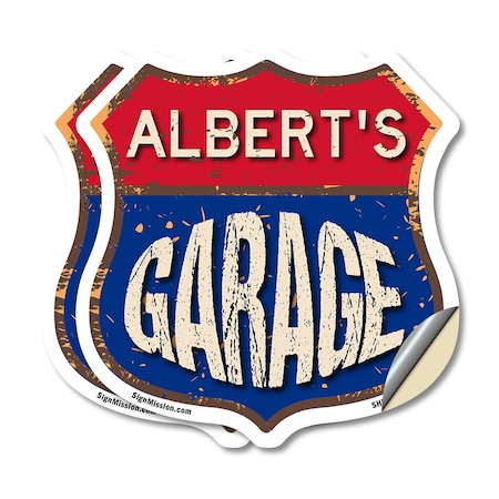 Signmission Albert's Garage, 12 inch X 12 inch, Vinyl Decal, 2PK SHI-D-2PACK-12-383-ALBERT