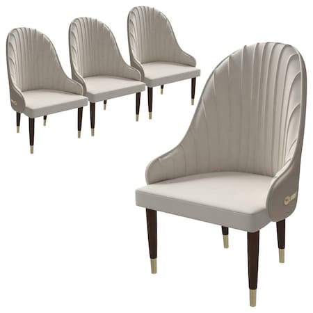 Leisuremod Elara Collection Wooden Dining Chair in Cream, 4PK EC59CR4
