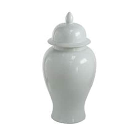 Benjara 20 in. Deva Medium Porcelain Ginger Jar, White BM285354