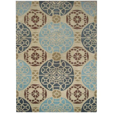 Safavieh 5 x 8 ft. Medium Rectangle Contemporary Wyndham Beige and Blue Hand Tufted Rug WYD376A-5