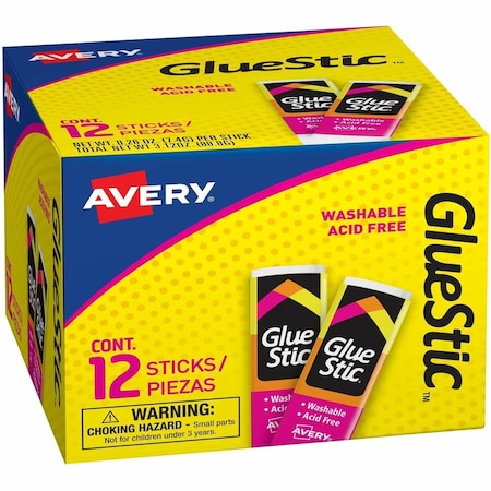 Avery Dennison Avery, PERMANENT GLUE STIC, 0.26 OZ, APPLIES WHITE, DRIES CLEAR 00166