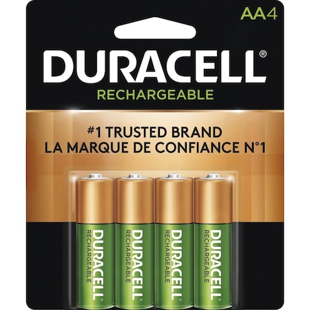 Duracell Rechargeable StayCharged NiMH Batteries, AA, PK4 DX1500B4N