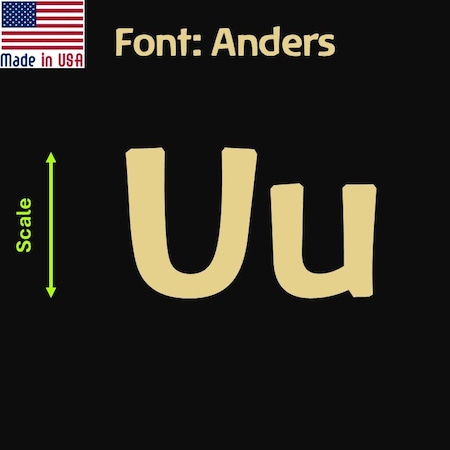 Aacc Self-Adhesive Vinyl Letter: u, Scale: 4 in. Color: Gold Font: Anders by, 8PK AACC-Anders-lu-Gold-I4x8