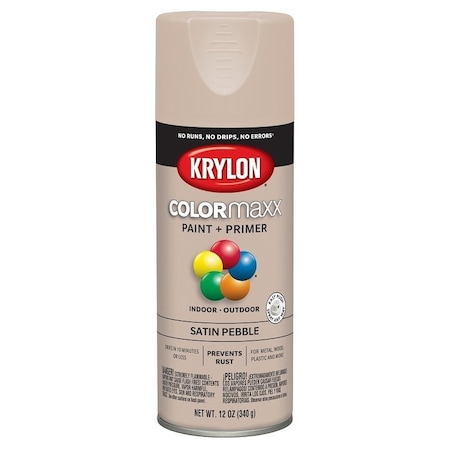 Krylon Enamel Spray Paint, Satin, Pebble Gray, 12 oz, Can K05572007