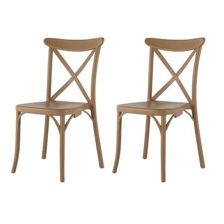 Lagoon Resin Stackable X Back Dining Chair Tan, 2PK 7061N4-SSTOS