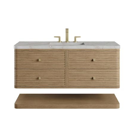 James Martin Vanities Allamari 48" Single Vanity, Dune Mist w/ 3 CM Victorian Silver Top w/FreePower Wireless Charger D640-V48-DMS-FVSL