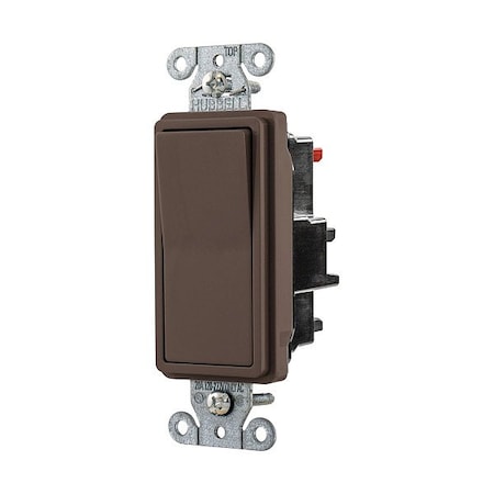 Hubbell Wall Switch, 1 hp, Rocker, 20 A, Brown DS120ST