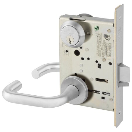 Sargent Grade 1 Classroom Security Intruder Latchbolt Mortise Lock, J - Lever, LN - Rose, Field Reversible, 8238 LNJ 26D