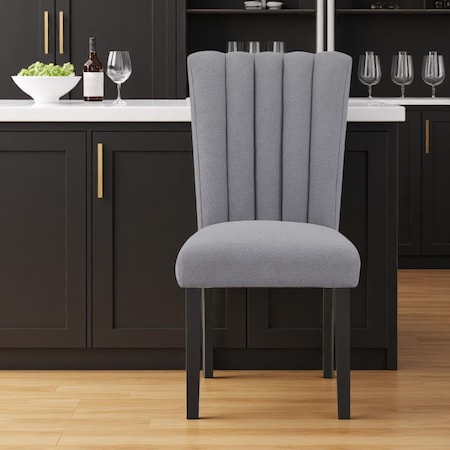 Homeroots 26" Gray and Black Wood and Fabric Counter Height Bar Chair 564784