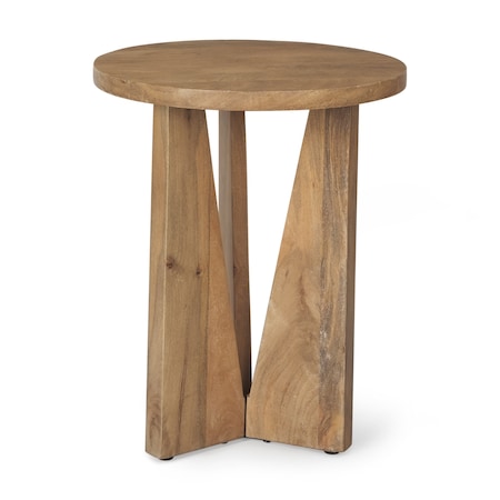 Homeroots 18" Natural and Brown Solid Wood and Wood Tray Table 605393