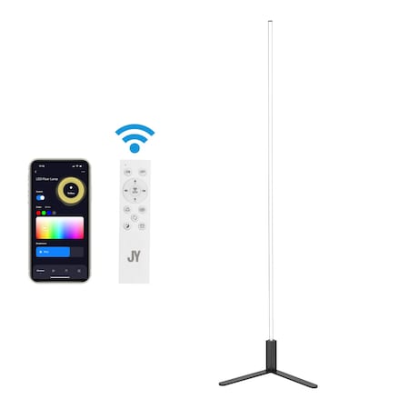 Jonathan Y Potts 60.5" Modern Contemporary Aluminum/Iron Integrated LED Post Floor Lamp, Black JYL7126A
