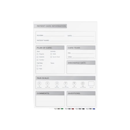 Ghent Healthcare Aria Low Profile Glassboard, Patient Room, Non-Magnetic, 24''H x 18 GRPARIASN11P-18
