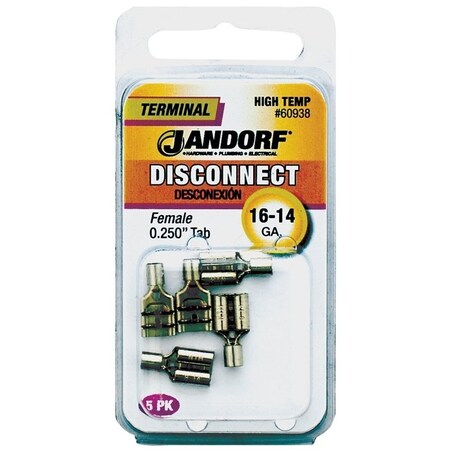 Jandorf Disconnect Terminal, 16 to 14 AWG Wire, 5PK 60938