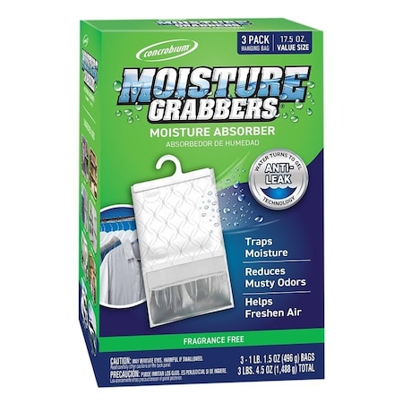 Concrobium Moisture Grabbers Moisture Absorber, 17.5 oz Pouch, Powder, Solvent Like, 3PK 378467