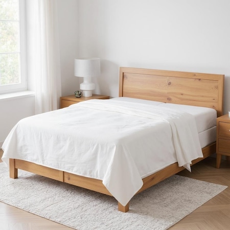 Homeroots Ivory Linen King Flat Sheet 520761