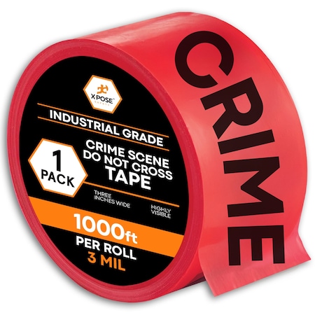 Xpose Safety Crime Scene Do Not Cross Tape Roll, 3 Mil, 3 Inch Wide x 1000 Feet, Red w/Black Letters PCST-RED-3M-1-X