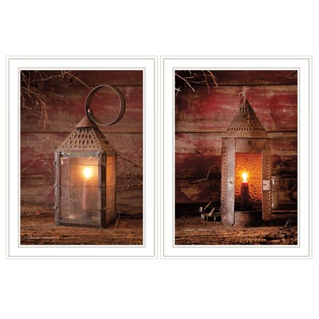 Homeroots Set Of Two Innkeepers Lantern 1 White Framed Print Wall Art, 2PK 407212