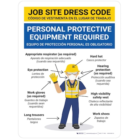 Creative Safety Supply Wall Sign, 18 in Height, 24 in Width, Vinyl with PVC backing WS50396-24