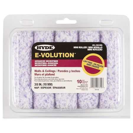 Hyde Mini Roller Cover, 3/8 in Thick Nap, 4 in L, 10PK 47319