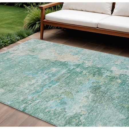 Homeroots 9' X 12' Emerald Abstract Washable Indoor Outdoor Area Rug 607786