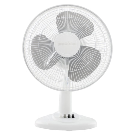 Proctor-Silex 12 Inch 40w Oscillating Table Fan in White 750123612M